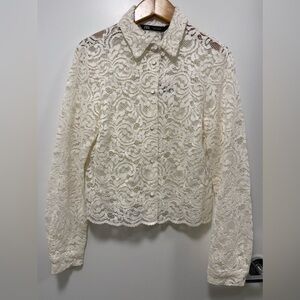 Zara, Lace Shirt, White, Size S, Brand New
